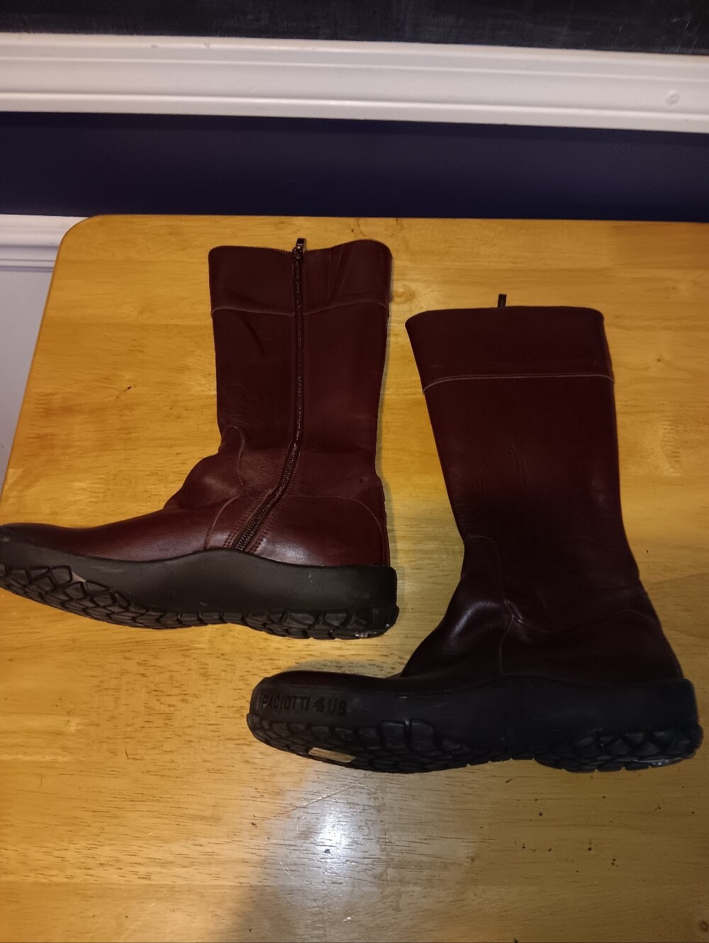 Cesare Paciotti 4US Burgundy Leather Mid-Calf Boots Size 6